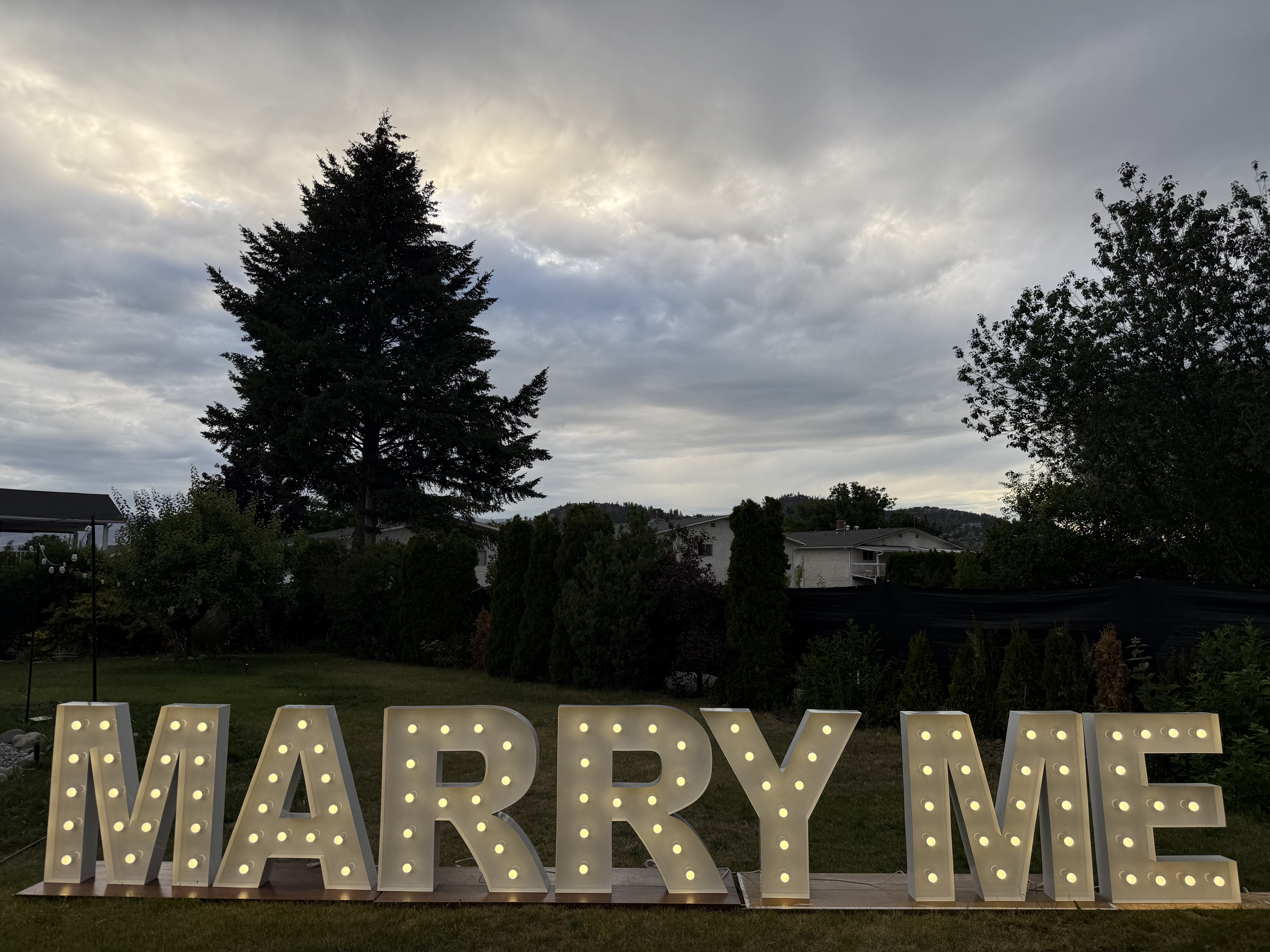 MARRY ME light-up marquee letters