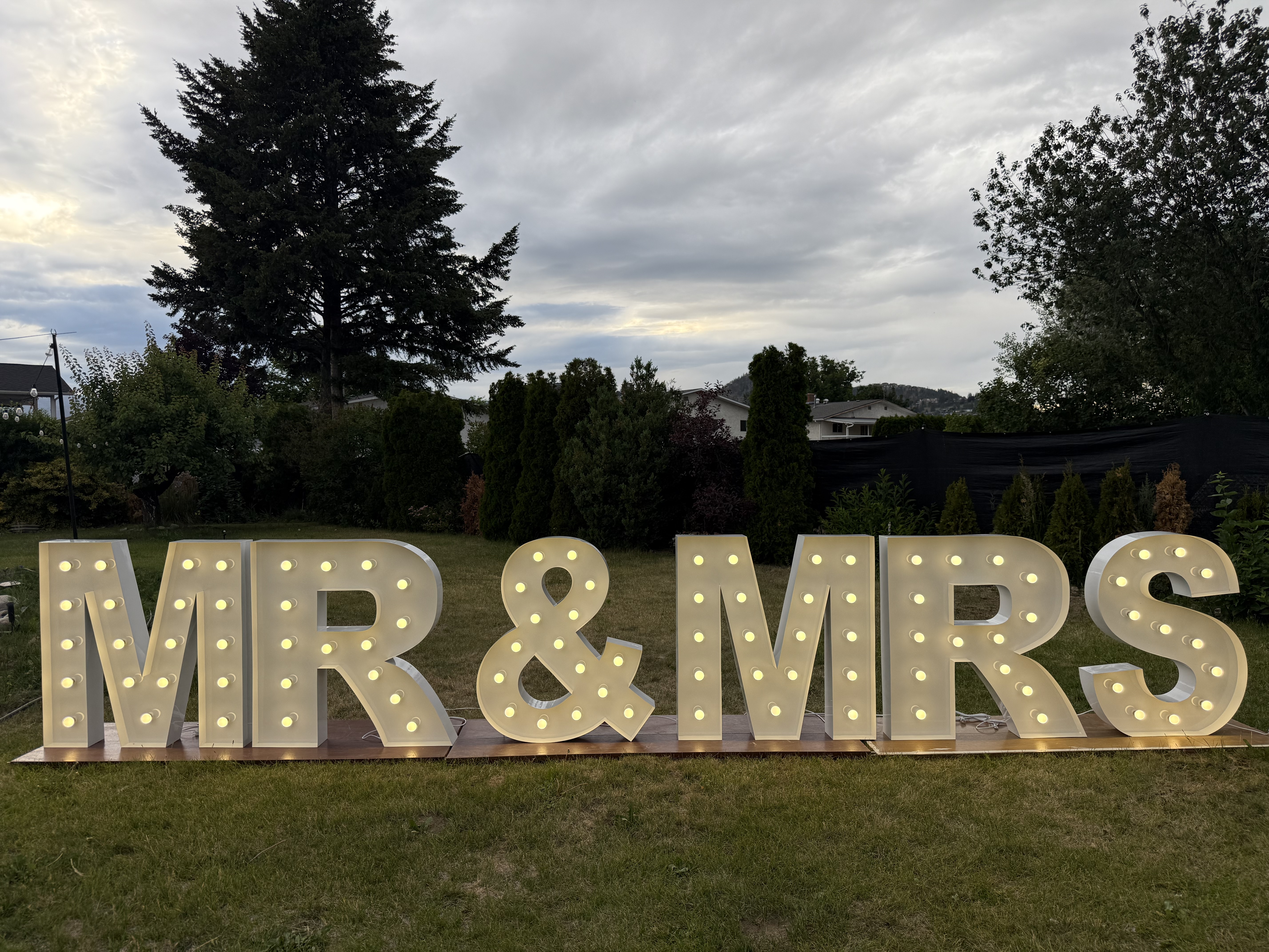 MR & MRS light-up marquee letters