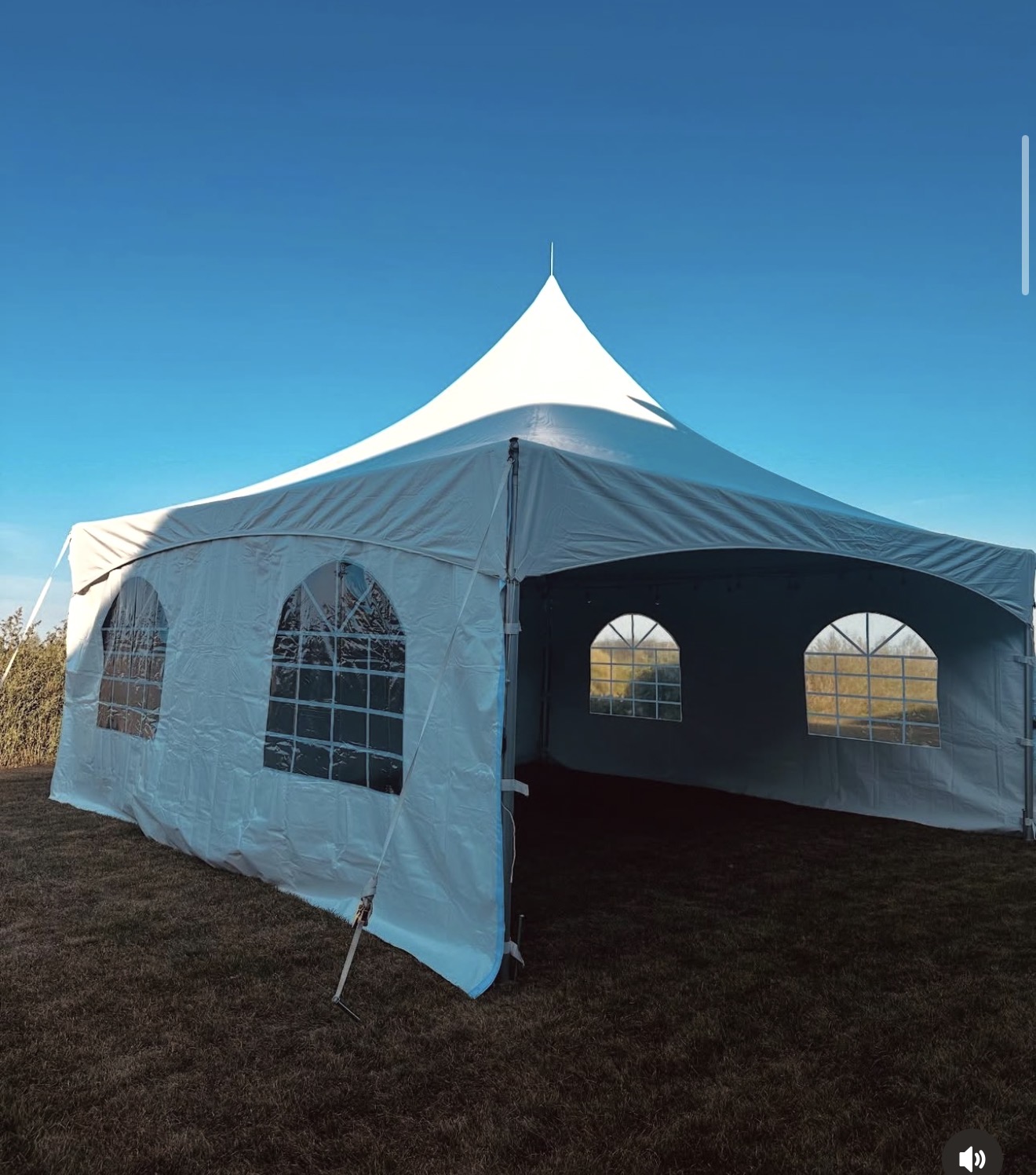 Marquee tent exterior sunny day