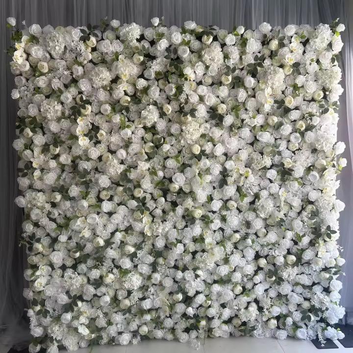 White rose flower wall backdrop 8x10 ft